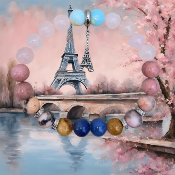 Eiffel Tower charm bracelet with gemstone
